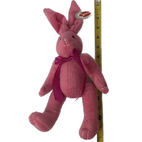 Delton Product Corp Bunny Rabbit Pink Plush Posable Stuffed Animal Easter 14” - Picture 3 of 8
